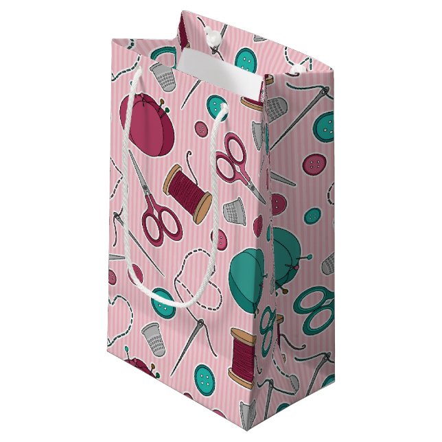 Petit Sac Cadeau Rose orienté de couture mignon de motif (Devant Angle)