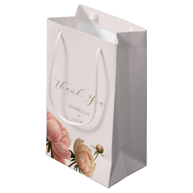 Petit Sac Cadeau Rose Pâle | Chic Rose Mariage Mariage (Devant Angle)
