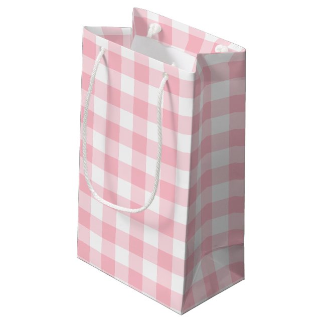 Petit Sac Cadeau Roses et Blancs Gros En vichy chèques (Dos Angle)