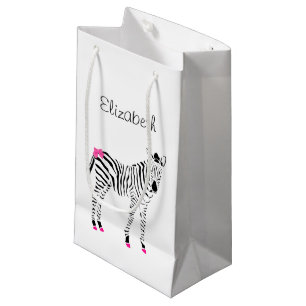 Petit Sac Cadeau Roses indien mignonnes et zèbre Girly noir avec l