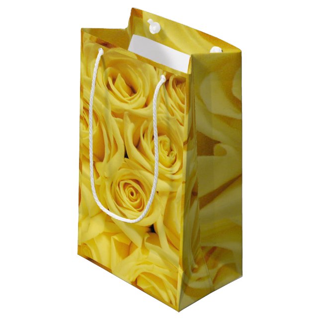 Petit Sac Cadeau Roses Jaunes, Toutes Occasions_ (Devant Angle)