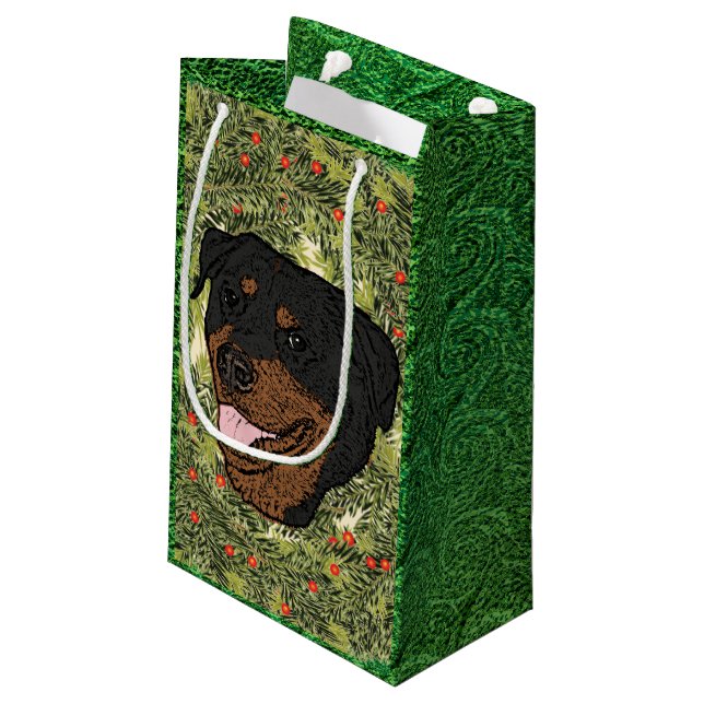 Petit Sac Cadeau Rottweiler Wreath (Dos Angle)