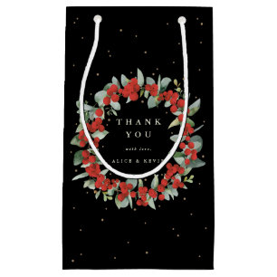 Petit Sac Cadeau Rouge Baie+Eucalyptus Noël/Fêtes Remerciements