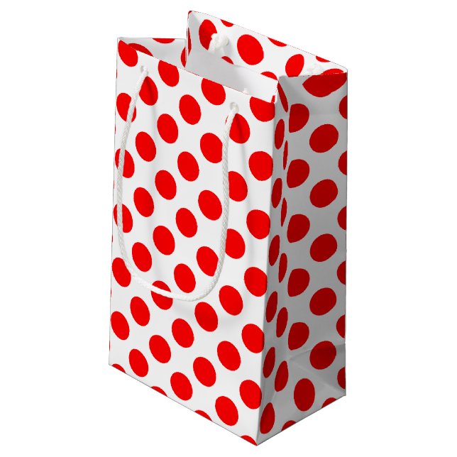 Petit Sac Cadeau Rouge sur blanc grand format Pois (Dos Angle)