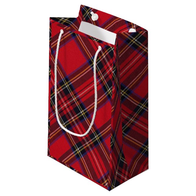 Petit Sac Cadeau Royal Stewart tartan rouge noir plaid (Devant Angle)