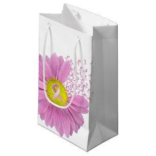 Petit Sac Cadeau Rubans roses et marmite sur blanc