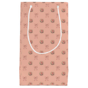 Petit Sac Cadeau Rubans Toile Roses Vintage Pêche Poussiéreuse