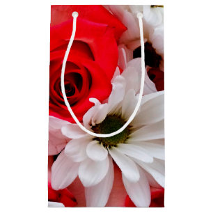 Petit Sac Cadeau Sac-Bouquet-CADEAUX Rouge-Blanc-Rose