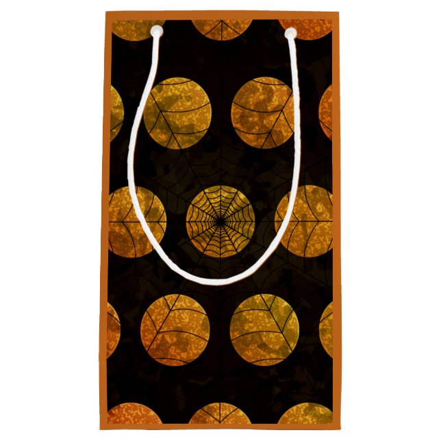 Petit Sac Cadeau Sac-cadeau à pointes en toile d'araignée noir et o (Devant)