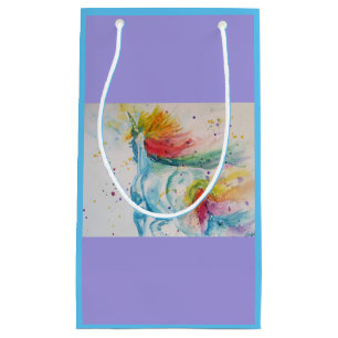 Petit Sac Cadeau Sac-cadeau de couleur d'eau lilas Unicorn Rainbow