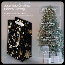 Sac-cadeau de Noël doré noir pour les Fêtes