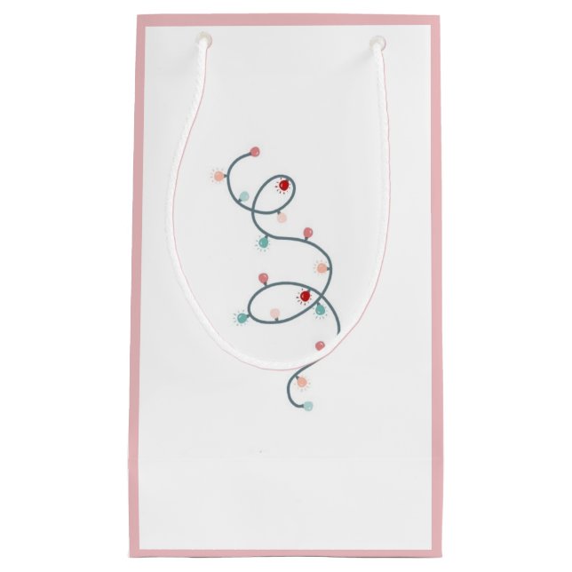 Petit Sac Cadeau Sac-cadeau String Lights (Rose doux) (Devant)