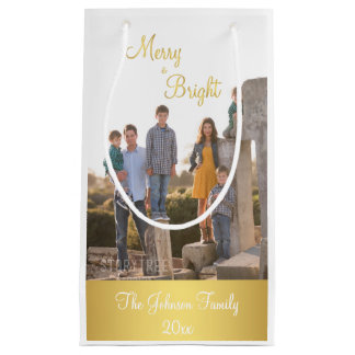 Petit Sac Cadeau Sacs-Cadeaux De Noël En Or Joyeux Et Lumineux