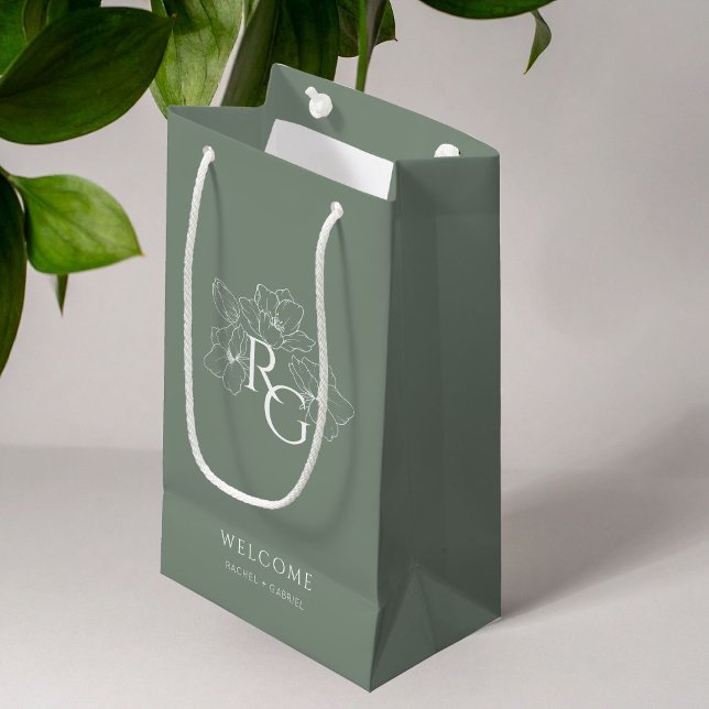 Petit Sac Cadeau Sage | Chic Faux Gold Monogram Mariage de bienvenu (Créateur téléchargé)