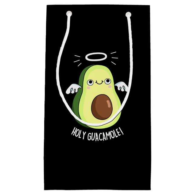 Petit Sac Cadeau Saint Guacamole Drôle Goody Avocado Pun Dark BG (Devant)