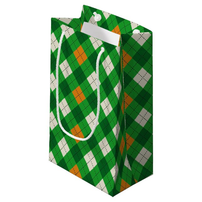 Petit Sac Cadeau Saint-Patrick jour irlandais couleurs argyle (Devant Angle)