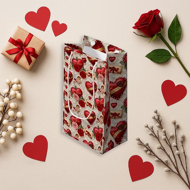 Petit Sac Cadeau Saint-Valentin Cœur Rouge Romantique  (Créateur téléchargé)