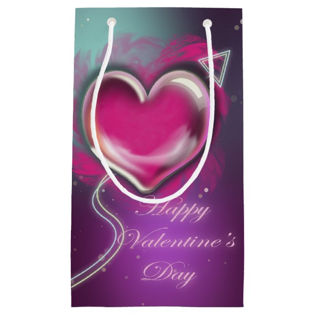 Petit Sac Cadeau Saint Valentin violet (Devant)