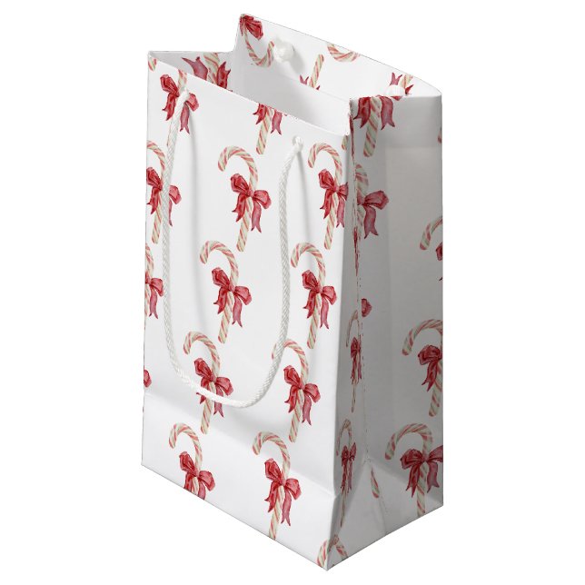 Petit Sac Cadeau Saisons salue vacances sucre de canne arc Noël (Devant Angle)