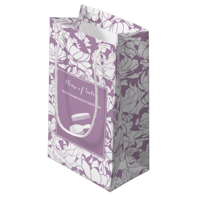 Petit Sac Cadeau Salon tendance Black White Stripes Coiffure et bea (Devant Angle)