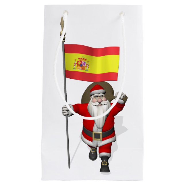 Petit Sac Cadeau Santa Claus Avec L'Ensigne D'Espagne (Devant)