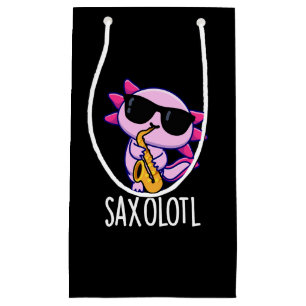 Petit Sac Cadeau Sax-olotl Blagues drôles de Saxophone Fond sombre