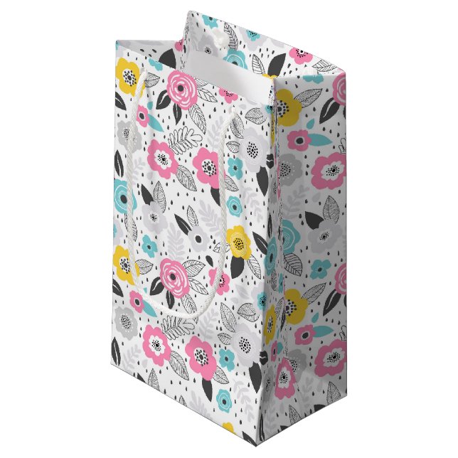 Petit Sac Cadeau Schéma floral élégant et multilingue (Devant Angle)