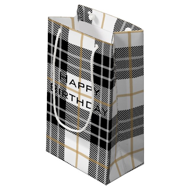 Petit Sac Cadeau Scottish Joyeux Anniversaire Tartan Plaid (Devant Angle)