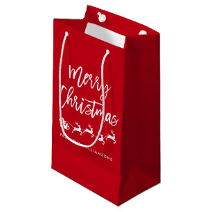 Petit Sac Cadeau Script moderne de brosse Star Père Noël Joyeux N