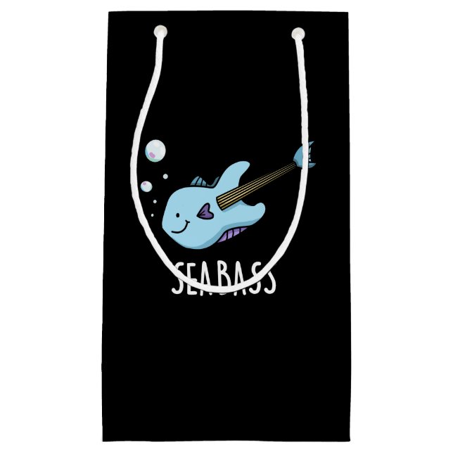Petit Sac Cadeau Sea Bass Funny Bass Guitare Poisson Pun Dark BG (Devant)