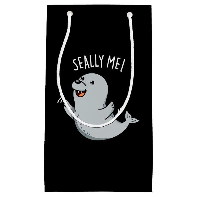 Petit Sac Cadeau Seally Me Funny Seal Pun Dark BG (Devant)