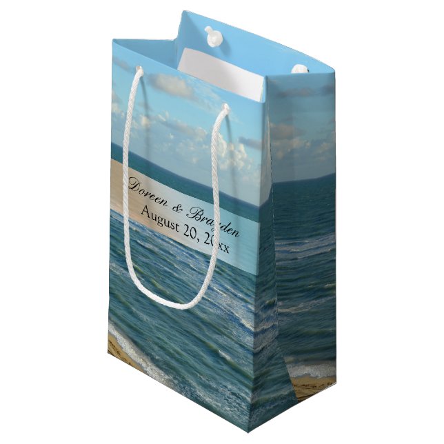 Petit Sac Cadeau Seascape Beach Mariage Océan Bleu (Devant Angle)