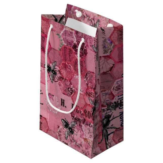 Petit Sac Cadeau Série Burgundy Bee Design Douze (Devant Angle)