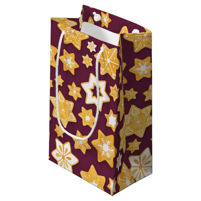 Petit Sac Cadeau Serre de biscuits de Noël avec Arrière - plan de p (Devant Angle)