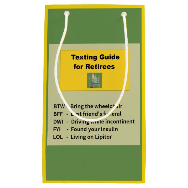 Petit Sac Cadeau Service de mini-messages drôle de retraite (Devant)