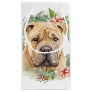 Petit Sac Cadeau Shar Pei Christmas Wreath Festive Pup