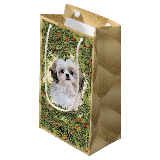 Petit Sac Cadeau Shih Tzu Wreath (Devant Angle)