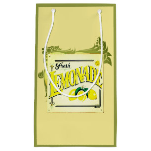 Petit Sac Cadeau signe vintage citron jaune vert