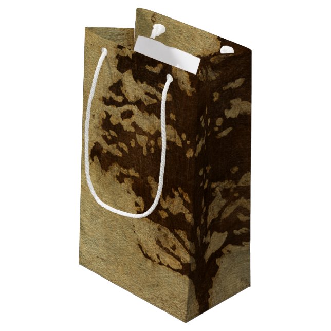 Petit Sac Cadeau Silhouette d'arbre sur Arrière - plan de bronze (Dos Angle)