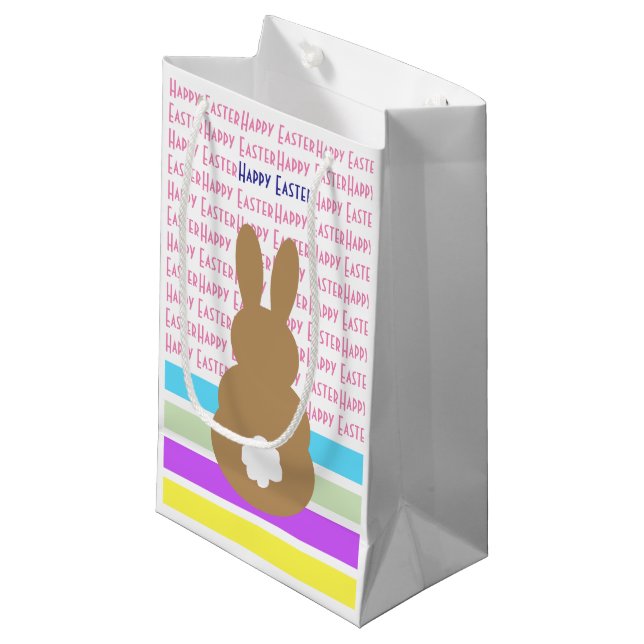 Petit Sac Cadeau Silhouette de lapin et conception Joyeuses Pâques (Devant Angle)