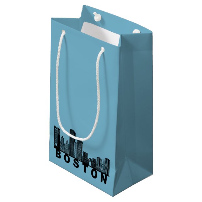 Petit Sac Cadeau Silhouette de l'horizon de Boston  (Devant Angle)