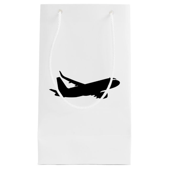 Petit Sac Cadeau Silhouette de noir de revêtement de jet d'avions à (Devant)