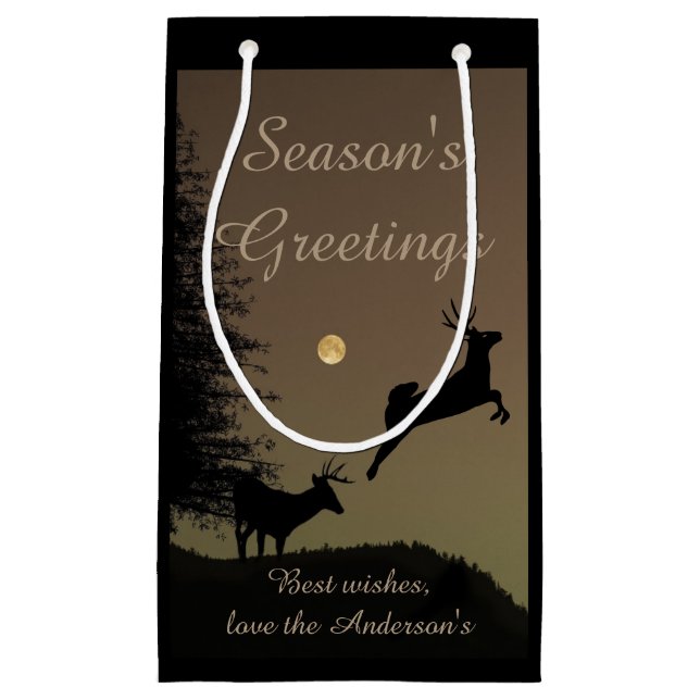 Petit Sac Cadeau Silhouette de rennes volants Whimsical Personnalis (Devant)