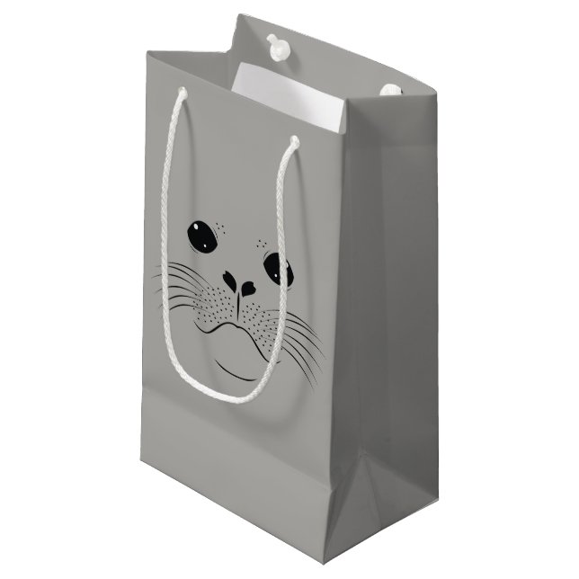 Petit Sac Cadeau Silhouette du visage du phoque (Devant Angle)