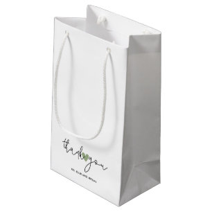Petit Sac Cadeau Simple calligraphie script vert sauge cœur mariage