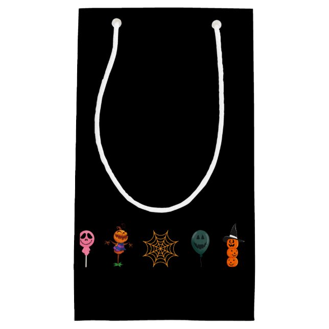 Petit Sac Cadeau Simple Citrouille d'Halloween face fantôme flippan (Devant)