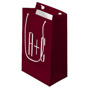 Petit Sac Cadeau Simple Couples   White & Burgundy