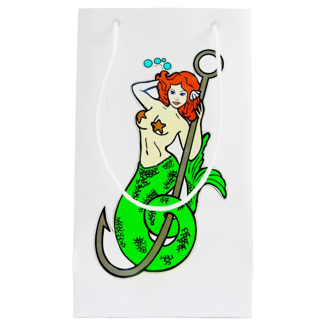 Petit Sac Cadeau sirène à queue verte (Devant)