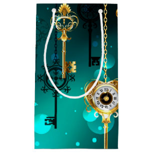 Petit Sac Cadeau Skeleton Keys on Green Background