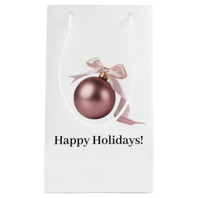 PETIT SAC CADEAU SMALL DUSTY ROSE HOLIDAY ORNAMENT GIFT BAG (Devant)